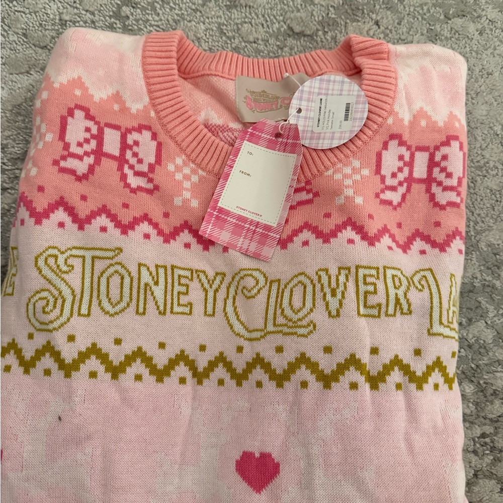 BNWT Stoney Clover Lane Pink Holiday Sweater women’s size SMALL